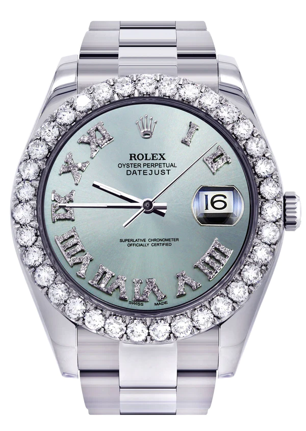 Rolex-Datejust-II-Watch-41-MM-Custom-Light-Blue-Diamond-Roman-Dial-Oyster-Band-1.webp