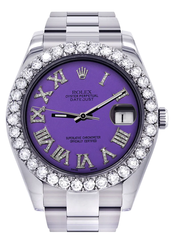 Rolex-Datejust-II-Watch-41-MM-Custom-Purple-Roman-Dial-Oyster-Band-1-1.webp