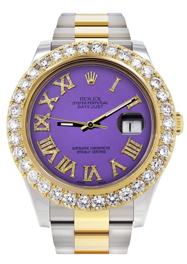 Rolex-Datejust-II-Watch-41-MM-Custom-Purple-Roman-Dial-Oyster-Band-1.webp