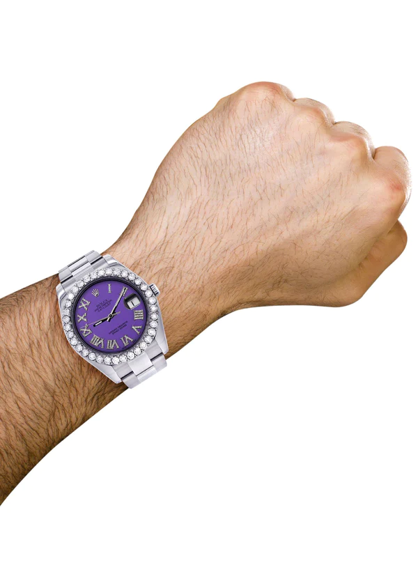 Rolex-Datejust-II-Watch-41-MM-Custom-Purple-Roman-Dial-Oyster-Band-3-1.webp