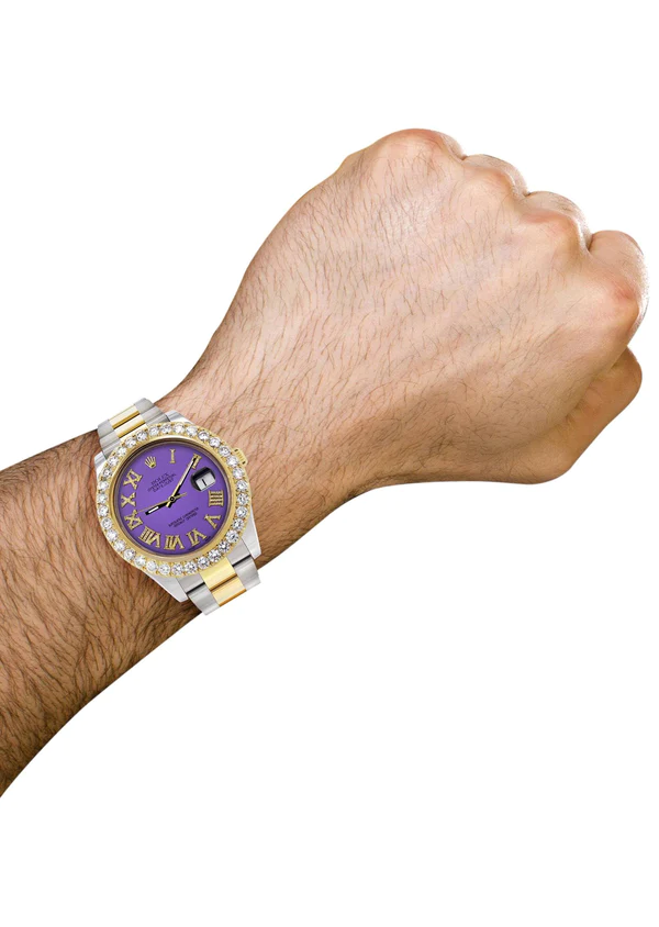 Rolex-Datejust-II-Watch-41-MM-Custom-Purple-Roman-Dial-Oyster-Band-3.webp