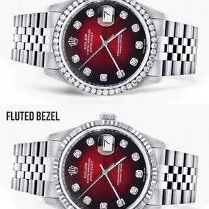 Rolex Datejust Watch | 16200 | 36MM | Red Dial | Jubilee Band | Stainless Steel