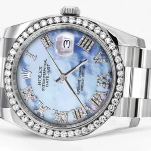 116200 | Rolex Datejust Watch | 36Mm | Blue Mother of Pearl Dial | Oyster Band