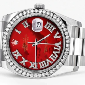 116200 | Rolex Datejust Watch | 36Mm | Red Roman Mother of Pearl Dial | Oyster Band