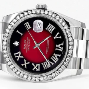 116200 | Rolex Datejust Watch | 36Mm | Red Black Roman Dial | Oyster Band