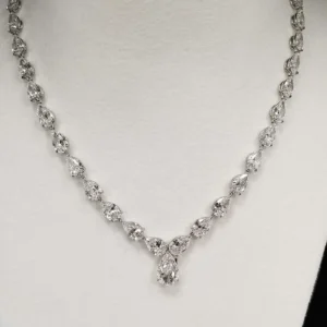 Scarselli 31 Carat Pear Cut Diamond Tennis Necklace in Platinum GIA Certified