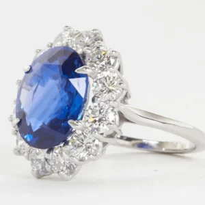 Stunning 6 Carat GIA Certified Sapphire Diamond Platinum Ring