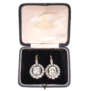 Victorian Old Cushion Shape Diamond Earrings 23.17 Carat