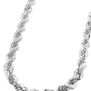 Buy 14K White Gold Solid Rope Chain