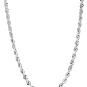 Buy 14K White Gold Solid Rope Chain