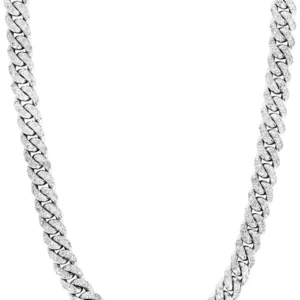 Iced Out Diamond Miami Cuban Link Chain 14K White Gold (5MM-8MM)
