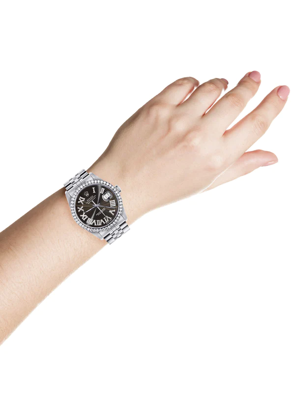 Womens-Rolex-Datejust-Watch-16200-36Mm-Custom-Dark-Brown-Roman-Numeral-Dial-Jubilee-Band-4.webp