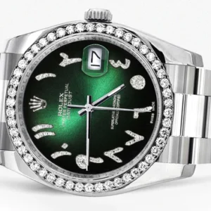 116200 | Rolex Datejust Watch | 36Mm | Green Black Arabic Dial | Oyster Band