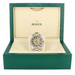 116233 | Diamond Gold Rolex Watch For Men | 36MM | Roman Diamond Dial | Oyster Band