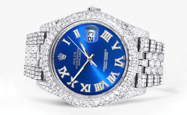 Rolex Datejust 41 - NEW - Diamonds - Roman Blue Dial - Iced Out