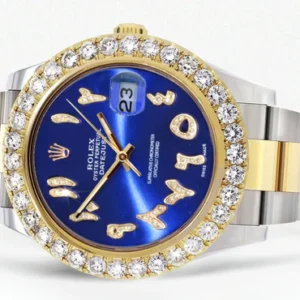 Rolex Datejust II Watch | 41 MM | 18K Yellow Gold & Stainless Steel | Custom Blue Arabic Dial | Oyster Band