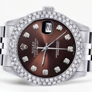 Mens Rolex Datejust Watch 16200 | 36Mm | Chocolate Dial | Two Row 4.25 Carat Bezel | Jubilee Band