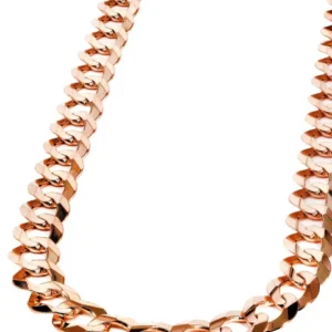 14K Rose Gold Solid Cuban Link Chain