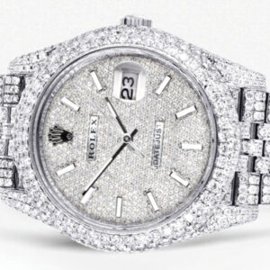 Diamond Iced Out Rolex Datejust 41 | 25 Carats Of Diamonds | Custom Diamond Dial | Two Row | Jubilee Band