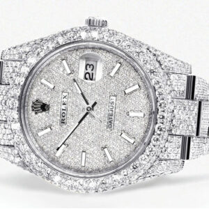 Diamond Iced Out Rolex Datejust 41 | 25 Carats Of Diamonds | Custom Diamond Dial | Two Row | Oyster Band