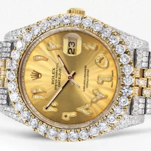 Diamond Iced Out Rolex Datejust 41 | 25 Carats Of Diamonds | Custom Gold Arabic Numeral Diamond Dial | Two Tone | Jubilee Band