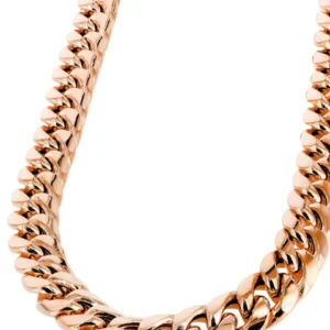 14K Hollow Rose Miami Cuban Link Chain | Rose Gold