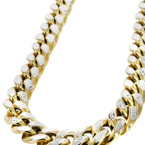 Hollow Diamond Cut Miami Cuban Link Chain | 14K Gold Chain