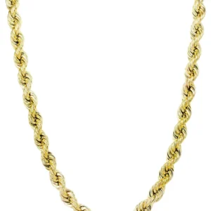 14K Hollow Mens Rope Gold Chain For Sale – Yellow Gold Chain