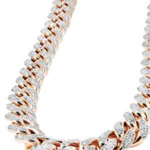 Iced Out Diamond Miami Cuban Link Chain | 10K & 14K Rose Gold | Customizable (10MM-20MM)