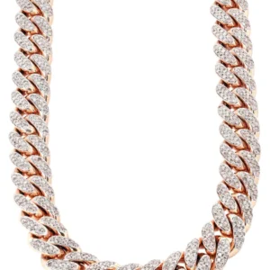 Iced Out Diamond Miami Cuban Link Chain | 10K & 14K Rose Gold | Customizable (10MM-20MM)