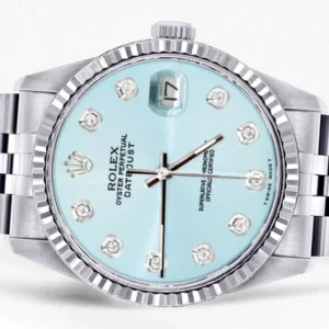 Mens Rolex Datejust Watch 16200 | Fluted Bezel | 36Mm | Light Blue Dial | Jubilee Band