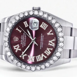 Rolex Datejust II Watch | 41 MM | Custom Purple Roman Dial | Oyster Band