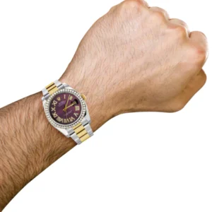 116233 | Gold & Steel Rolex Datejust Watch | 36Mm | Purple Roman Diamond Dial | Oyster Band