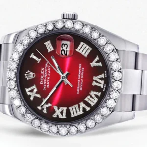 Rolex Datejust II Watch | 41 MM | Custom Red Black Roman Dial | Oyster Band