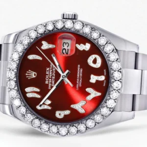 Rolex Datejust II Watch | 41 MM | Custom Red Arabic Dial | Oyster Band