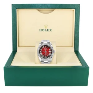 116200 | Rolex Datejust Watch | 36Mm | Red Black Roman Dial | Oyster Band