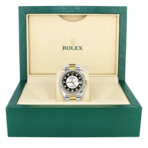 116233 | Diamond Gold Rolex Watch For Men | 36Mm | Tuxedo Dial | Oyster Band