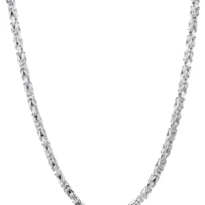 Mens Italian Byzantine 10k Gold Chain | White Gold Chain