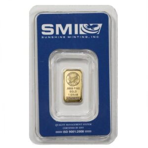 1 Gram Sunshine Gold Bar For Sale (New w/ Assay, MintMark SI) 8/21/2024