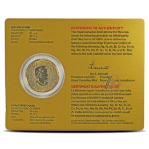 1 oz Canadian Gold Maple Leaf Coin .99999 Pure (Random Year, BU, w/ Assay)