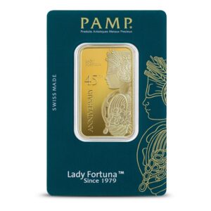 Buy 1 oz PAMP Suisse Lady Fortuna Veriscan 45th Anniversary Gold Bar (New w/ Assay)