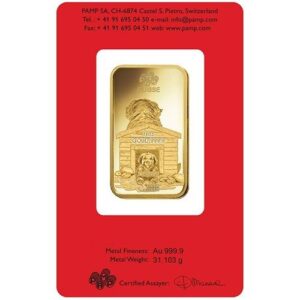 1 oz PAMP Suisse Lunar Dog Gold Bar (New w/ Assay)