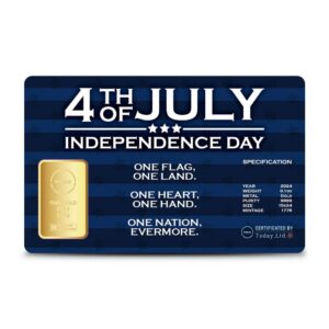 1/10 oz 4th of July Independence Day Gold Bar (New w/ Assay) Reduced