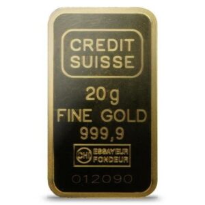 20 Gram Credit Suisse Liberty Gold Bar (New w/ Assay)