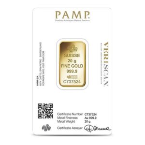 20 Gram PAMP Suisse Fortuna Veriscan Gold Bar (New w/ Assay)