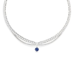 Joséphine Eclat Floral necklace – Platinum, sapphire, diamonds