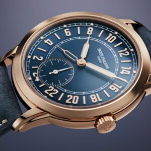 Buy Patek Philippe 5224R-001 Complications Calatrava 24-Hour Display Travel Time Rose Gold Blue Dial