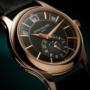 Buy Patek Philippe 5205R-011 Complications Annual Calendar Moon Phases Rose Gold Olive Green Dial